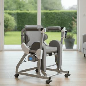 lectric Rise švelniai kelia į vertikalią padėtį elektros varikliu.