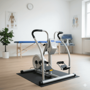 StandUP Solo yra treniruoklis, kurio reguliuojamos kelių atramos padeda atsistoti.